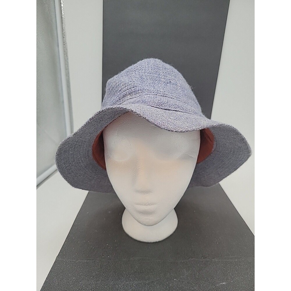 Vtg Blue Grey Wool Bucket Hat Millar's Ireland 100% Pure New Virgin Wool Sz 7